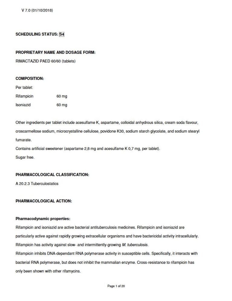 Rimactazid Paed 60 mg Tablets package insert preview