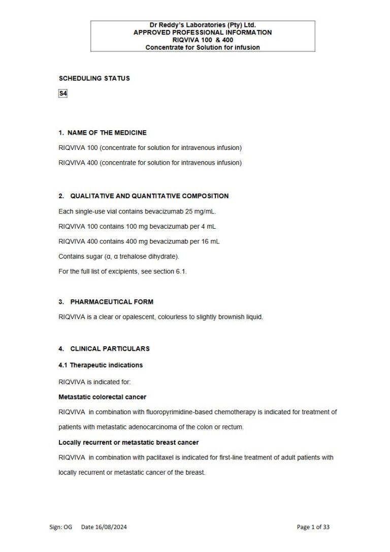 Riqviva 100 mg & 400 mg Concentrate for Solution for infusion package insert preview