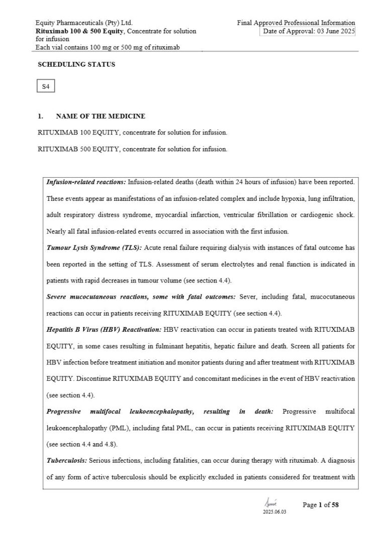 Rituximab 500 mg Solution package insert preview