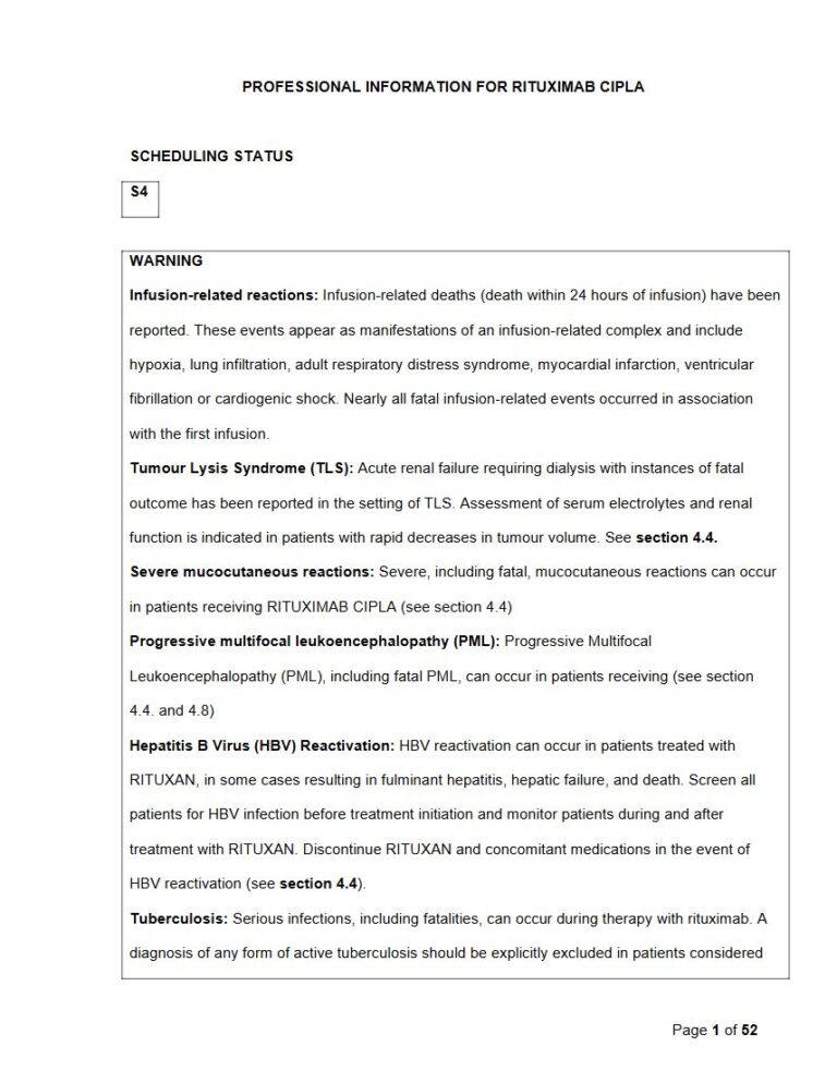 Rituximab 500 mg Solution package insert preview