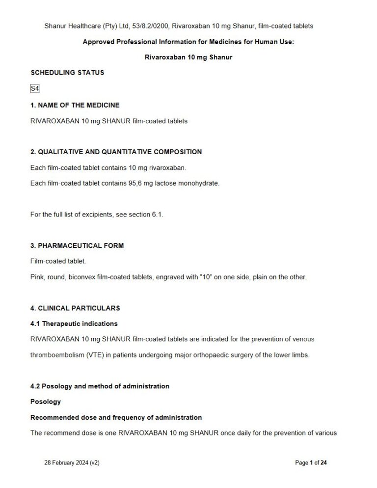 Rivaroxaban 10 Mg Film-Coated Tablets package insert preview
