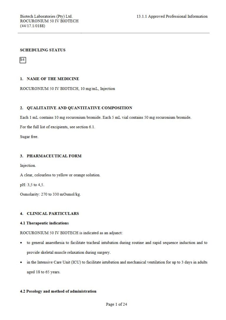 Rocuronium 50 Iv Biotech Injection 10 mg. 50 mg Injection package insert preview