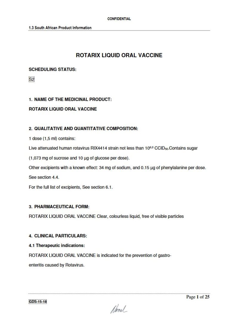 Rotarix Liquid Oral Vaccine 1,5 ml package insert preview