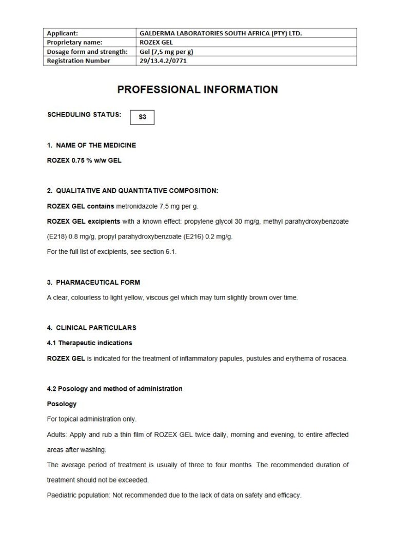 Rozex Gel 7.5 mg per g GEL package insert preview