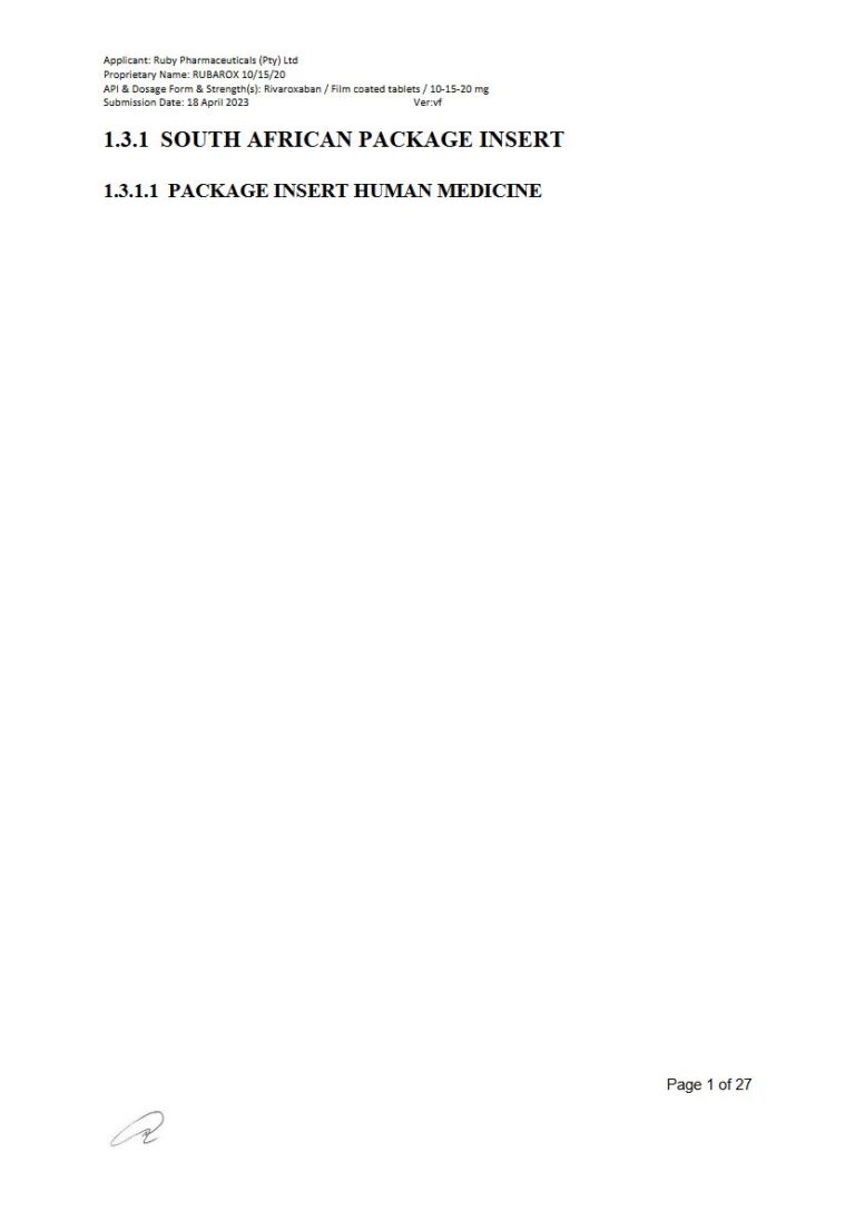 Rubarox 10/15/20 10 mg, 15 mg, 20 mg Tablets package insert preview