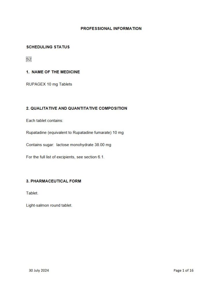 Rupagex 10 mg Tablet package insert preview