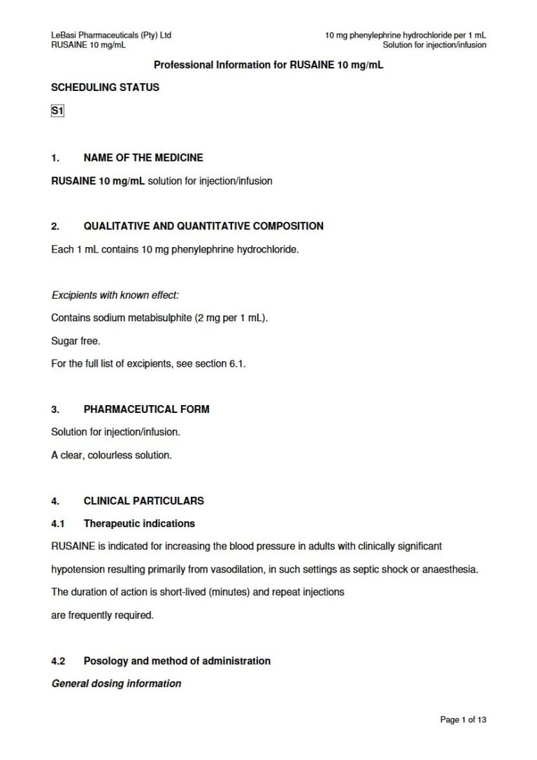 Rusaine 10 Mg Solution package insert preview