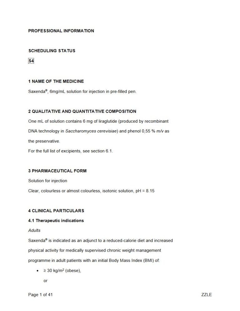 Saxenda 6 mg/ml) Solution for injection package insert preview