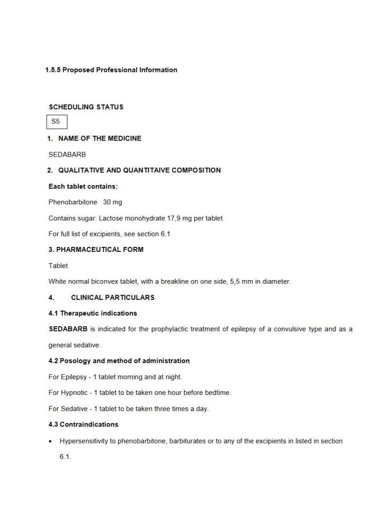 Sedabarb 30 mg Tablet package insert preview
