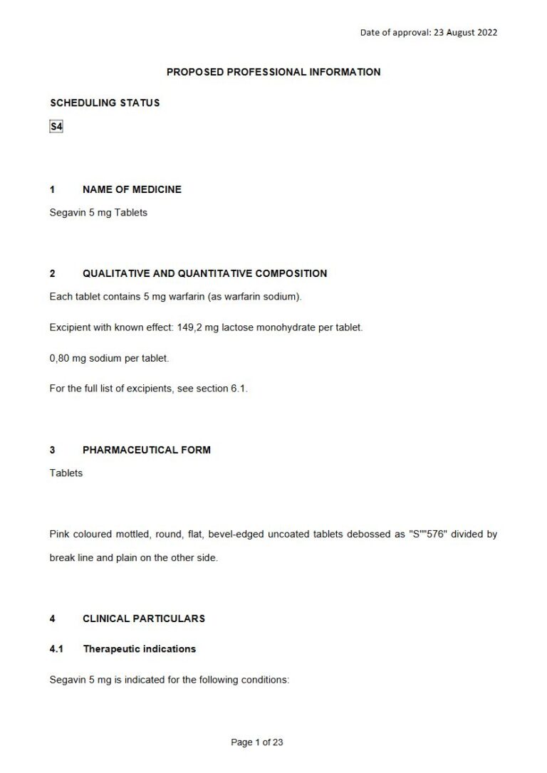 Segavin 5 MgTablets package insert preview
