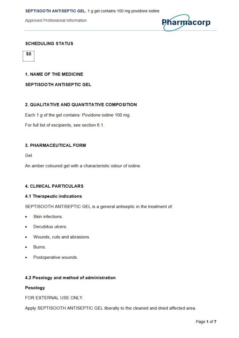 Septisooth Antiseptic Gel 1 g Gel package insert preview