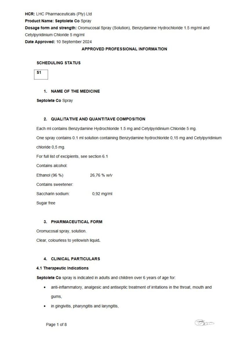 Septolete Co 1.5mg/5mg/ml Oromucosal Spray package insert preview