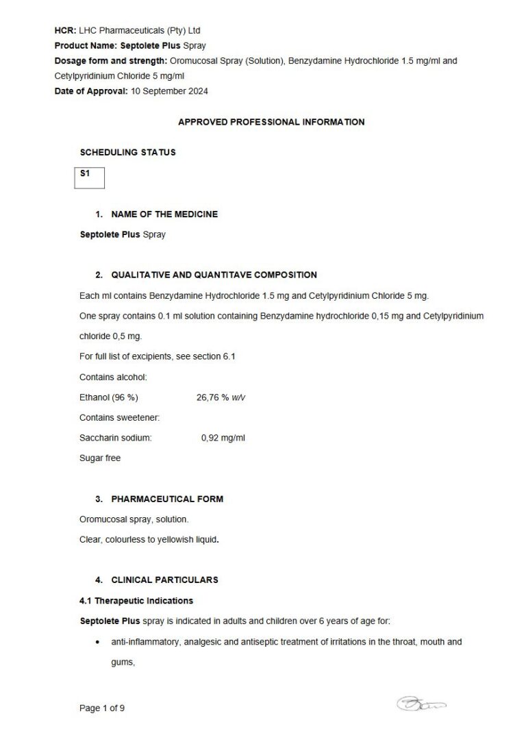 Septolete Plus Spray 1.5mg/5mg/ml Oromucosal Spray package insert preview