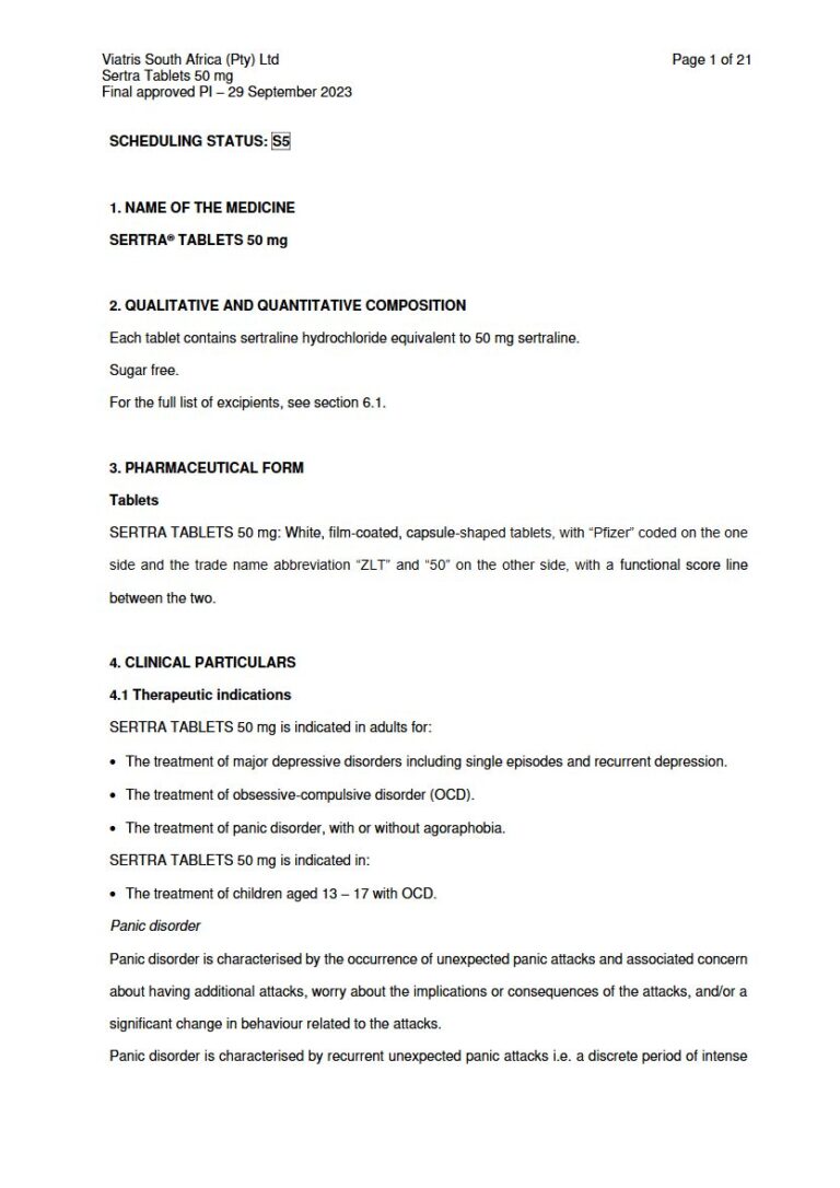 Sertra 50 Mg Tablets package insert preview