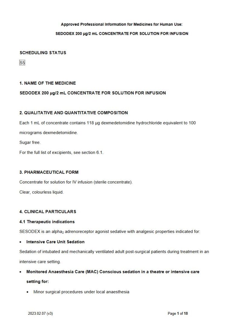 Sesodex 200 μg Concentrate for solution for infusion package insert preview