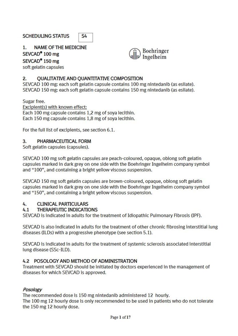 Sevcad 100 Mg/150 Mg Soft Gel Capsules package insert preview