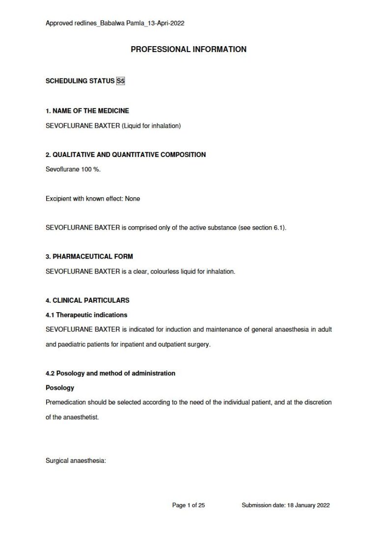 Sevoflurane Baxter 100 mg Liquid for inhalation package insert preview