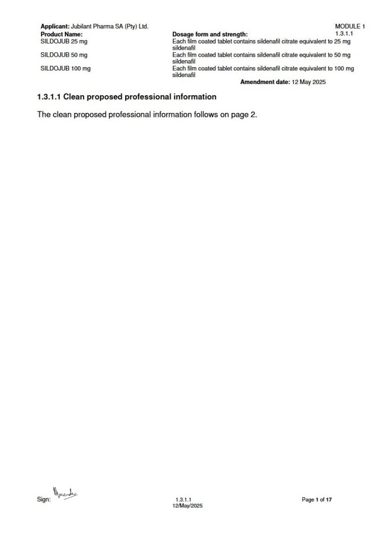 Sildojub 25mg, 50mg, 100mg FC tablet package insert preview