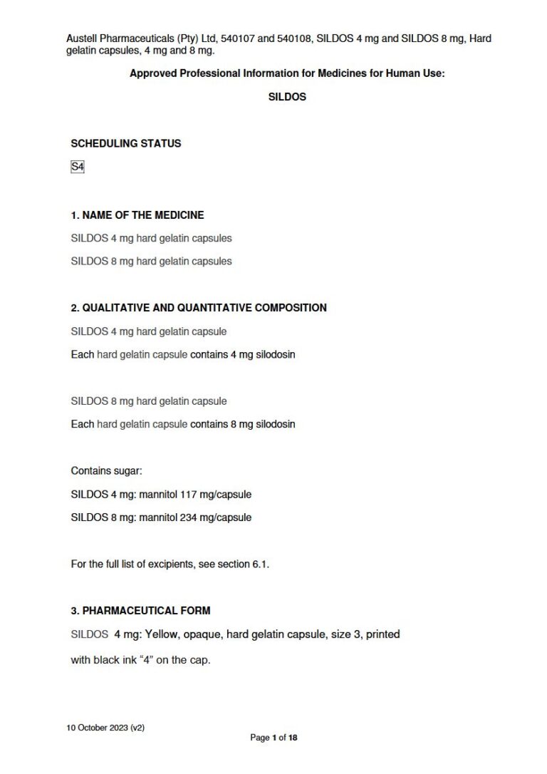 Sildos 4 Mg/8 Mg Capsules package insert preview