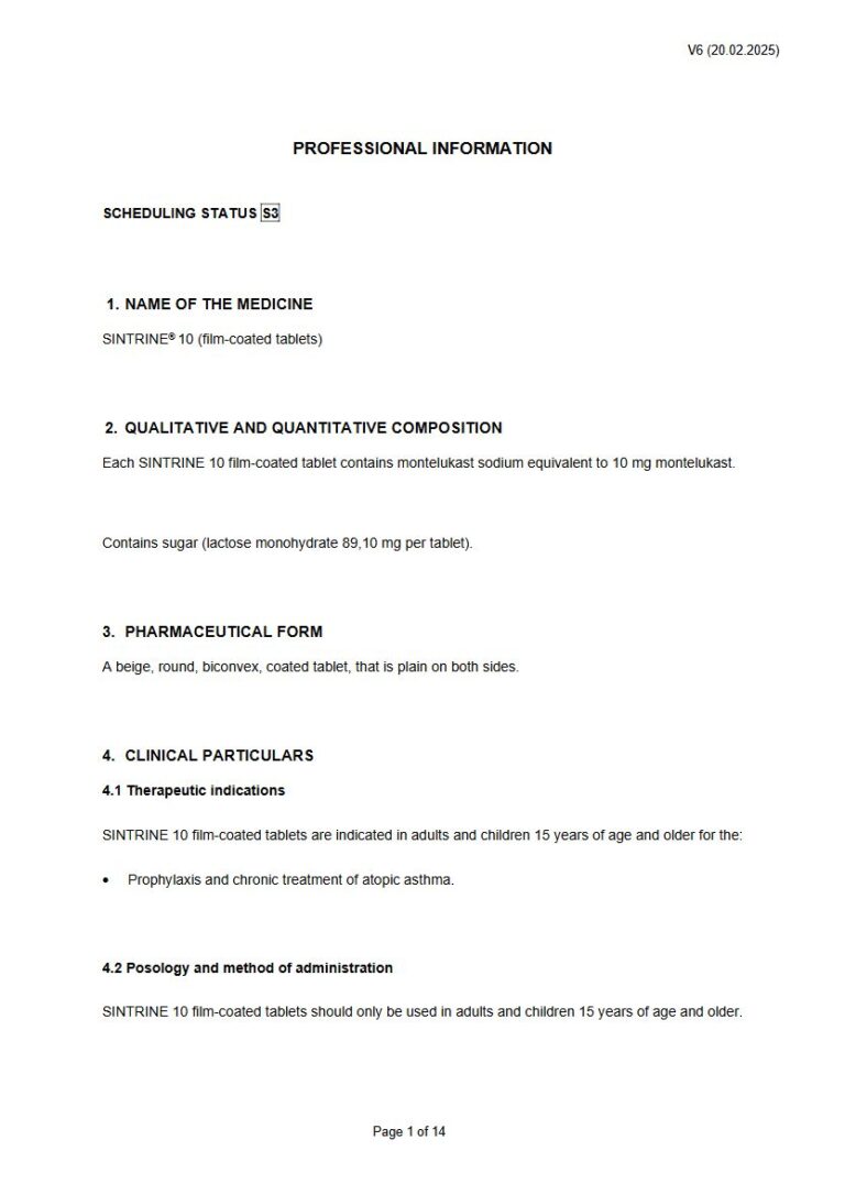 Sintrine 10 10 mg FC tablets package insert preview