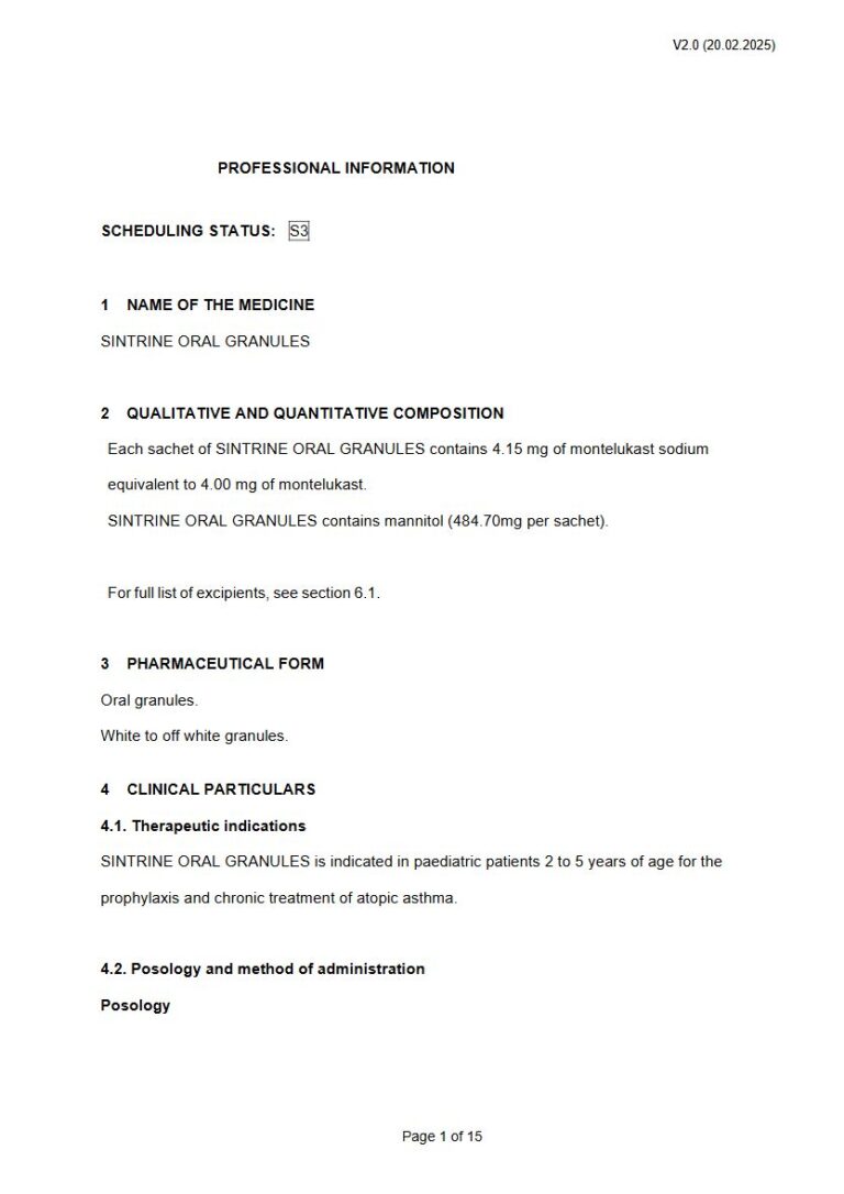 Sintrine Oral Granules 4.15 mg Granules package insert preview