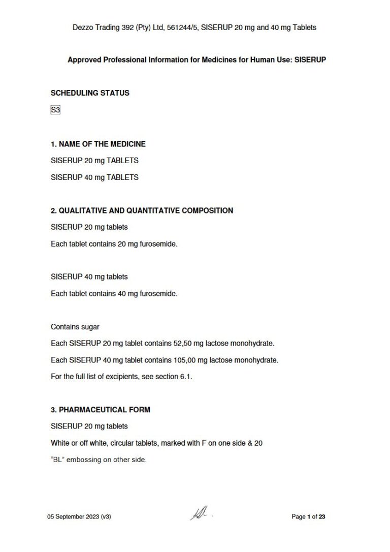 Siserup 40 Mg/20 mg Tablets package insert preview