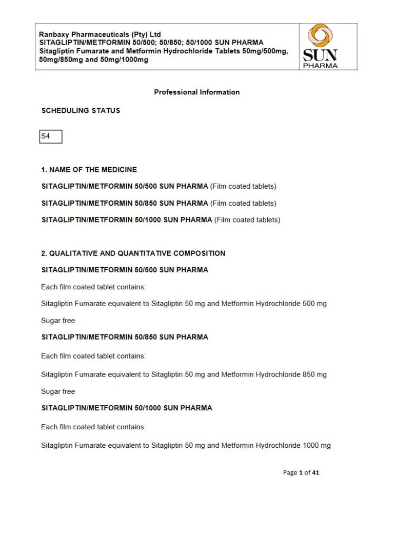 Sitagliptin /Metformin 500 mg/850 mg/1000 mg Film-Coated Tablets package insert preview