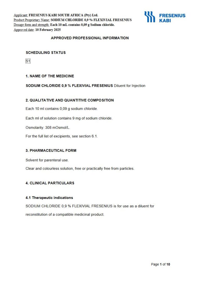 Sodium Chloride 0,9 %/10 ml Injection package insert preview