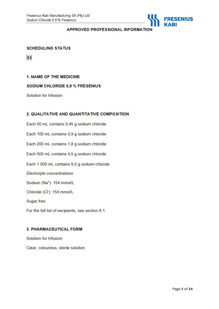 Sodium Chloride 0,9 % Fresenius 0,45 g Solution for Infusion package insert preview