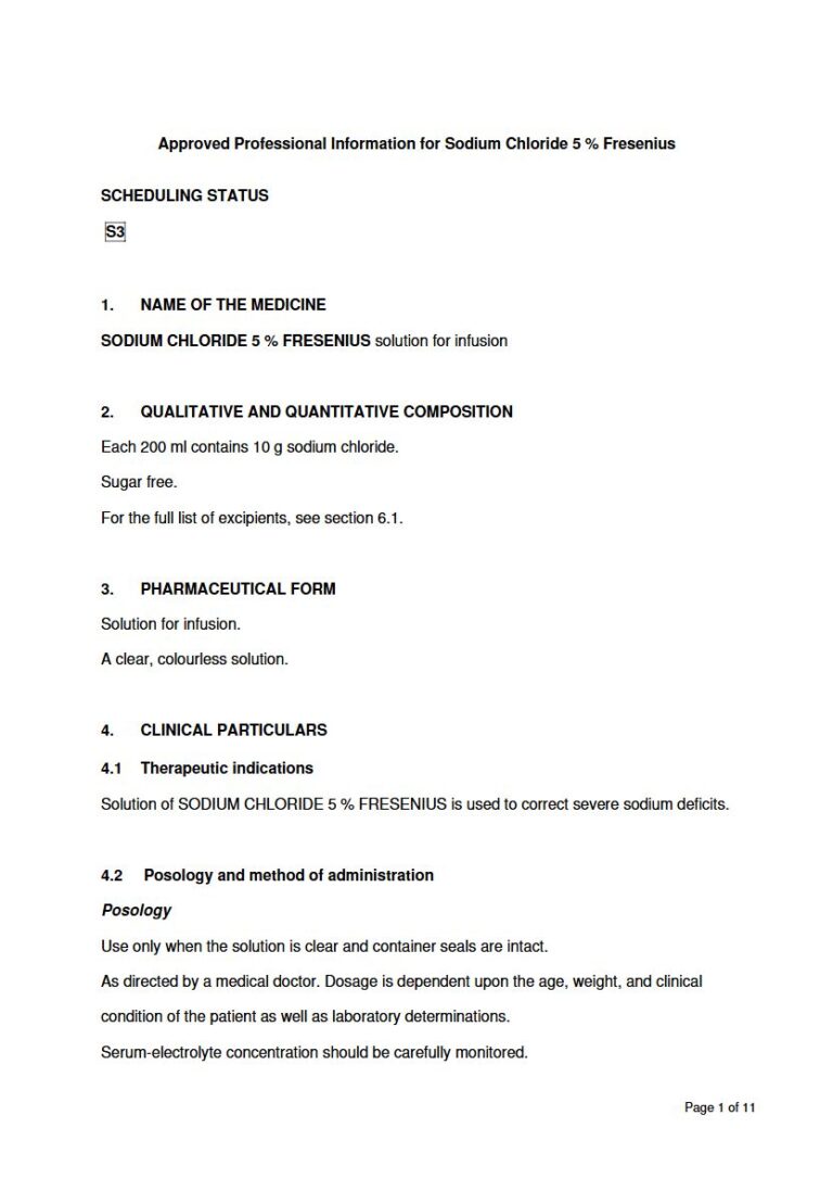 Sodium Chloride 5 % Fresenius 200 ml Solution for infusion package insert preview