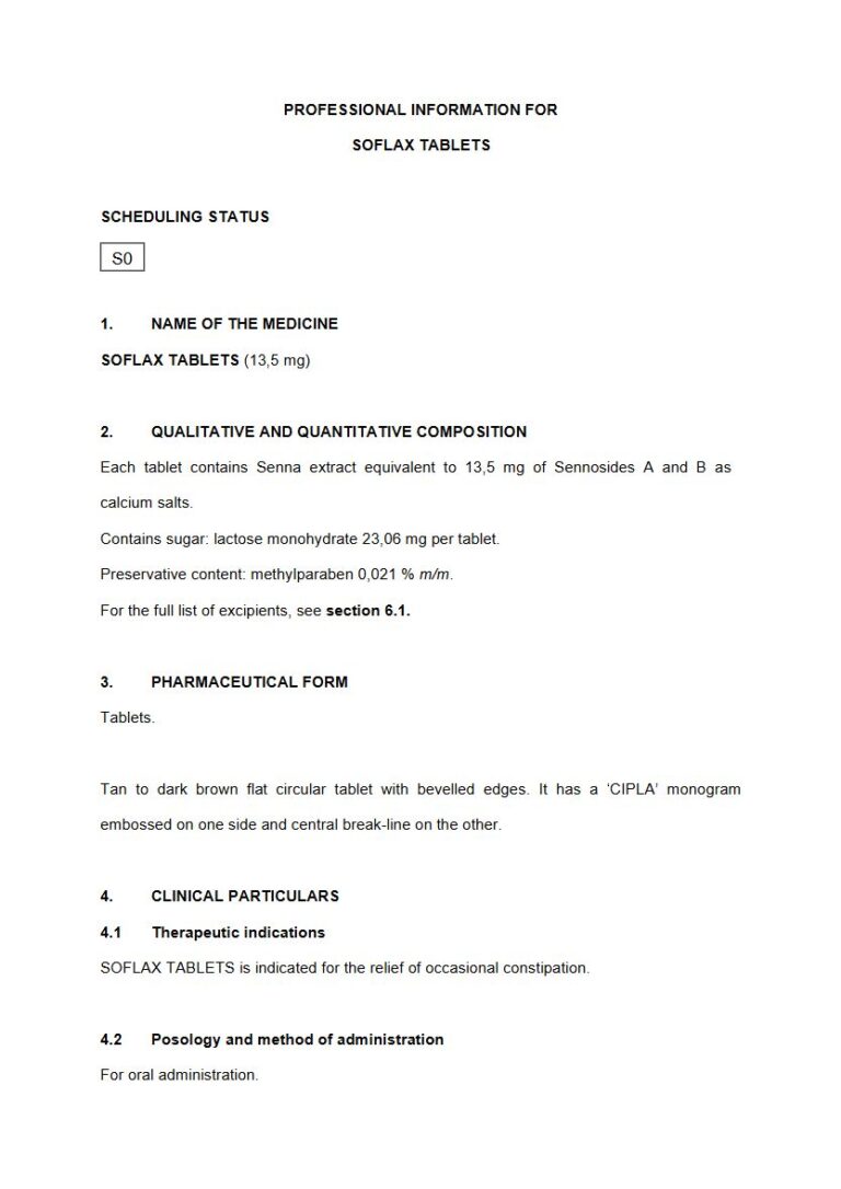 Soflax 13,5 mg TABLETS package insert preview