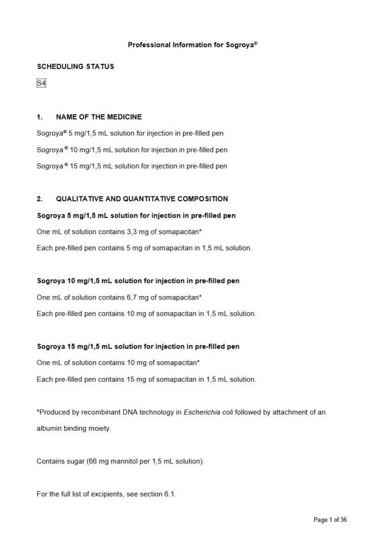 Sogroya 5 Mg/1,5 Ml/10 Mg/15 Mg Solution package insert preview