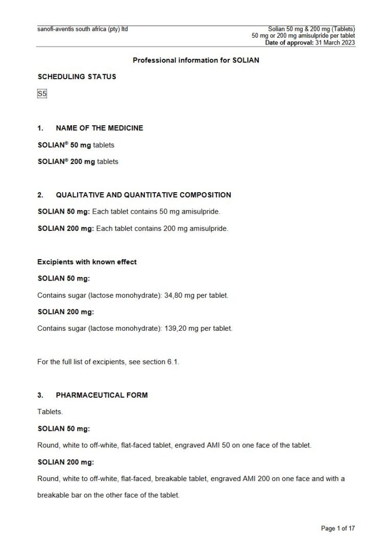 Solian 50mg. 200mg Tablet package insert preview