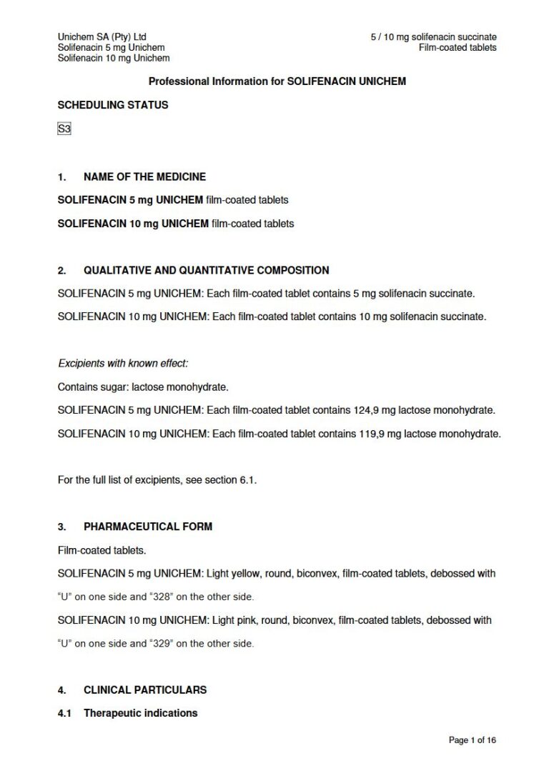 Solifenacin 10 Mg/5 mg Tablets package insert preview