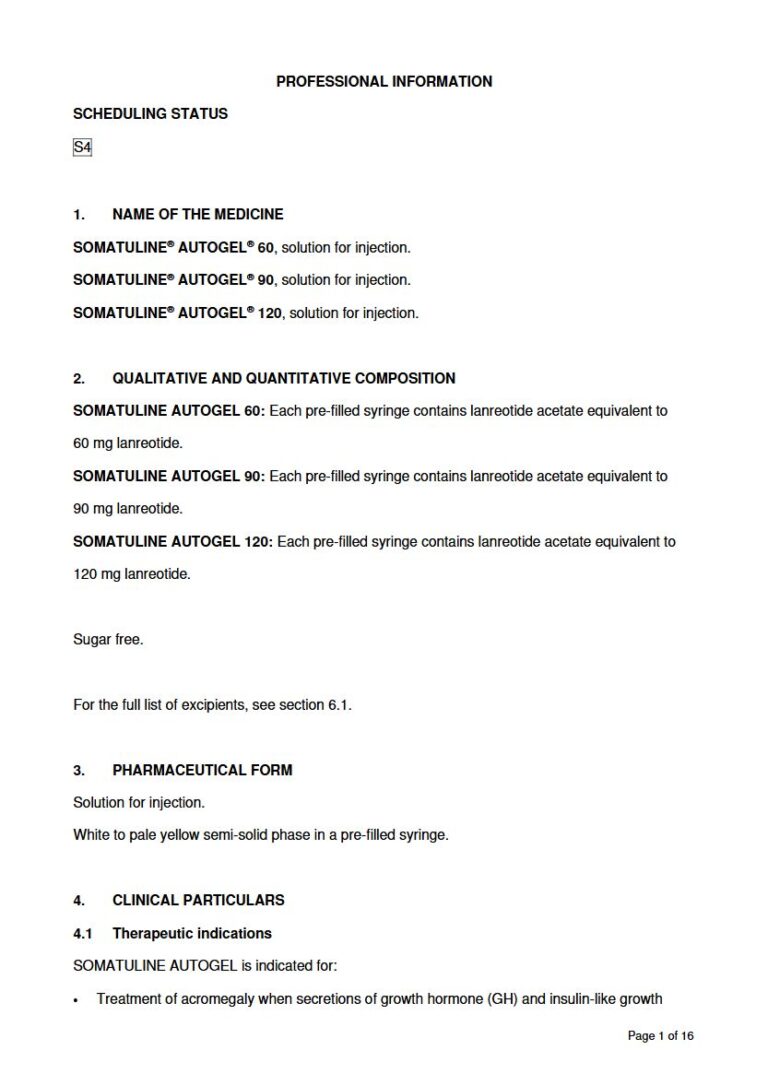 Somatuline Autogel 60 mg / 90 mg / 120 mg Solution for injection package insert preview