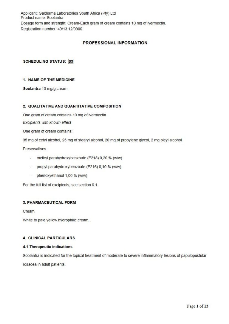 Soolantra 10 mg Cream. package insert preview