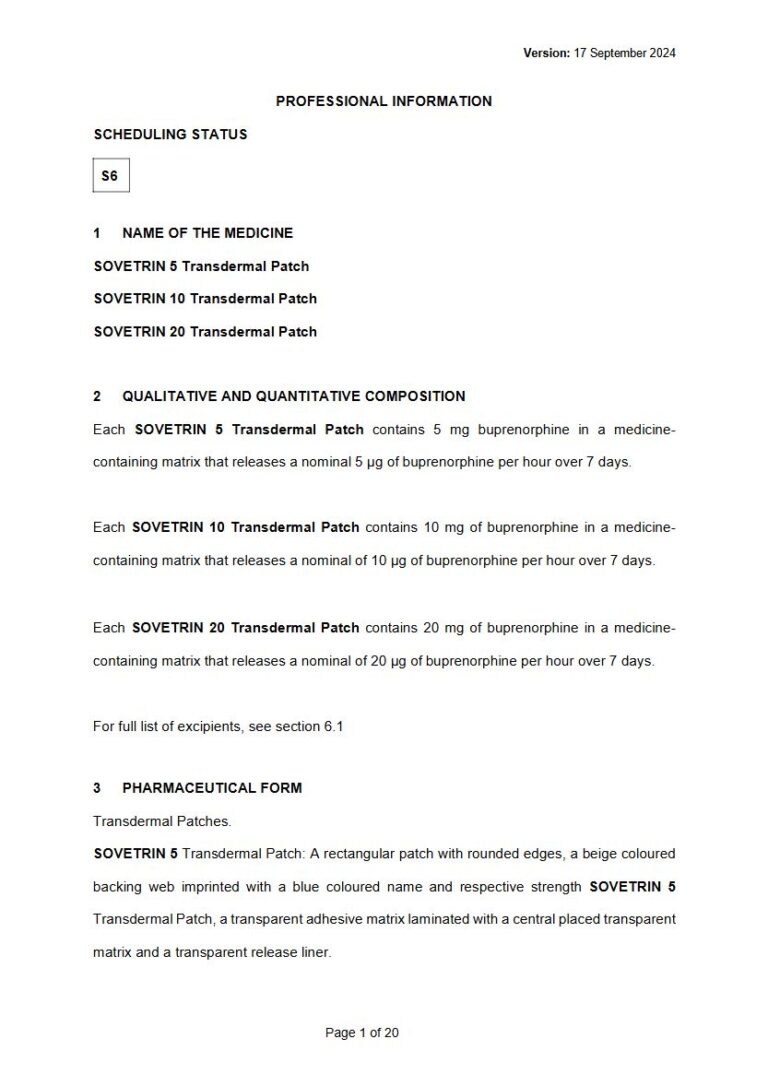 Sovetrin 5 , 10, 20 5 mg, 10 mg, 20 mg Transdermal Patch package insert preview