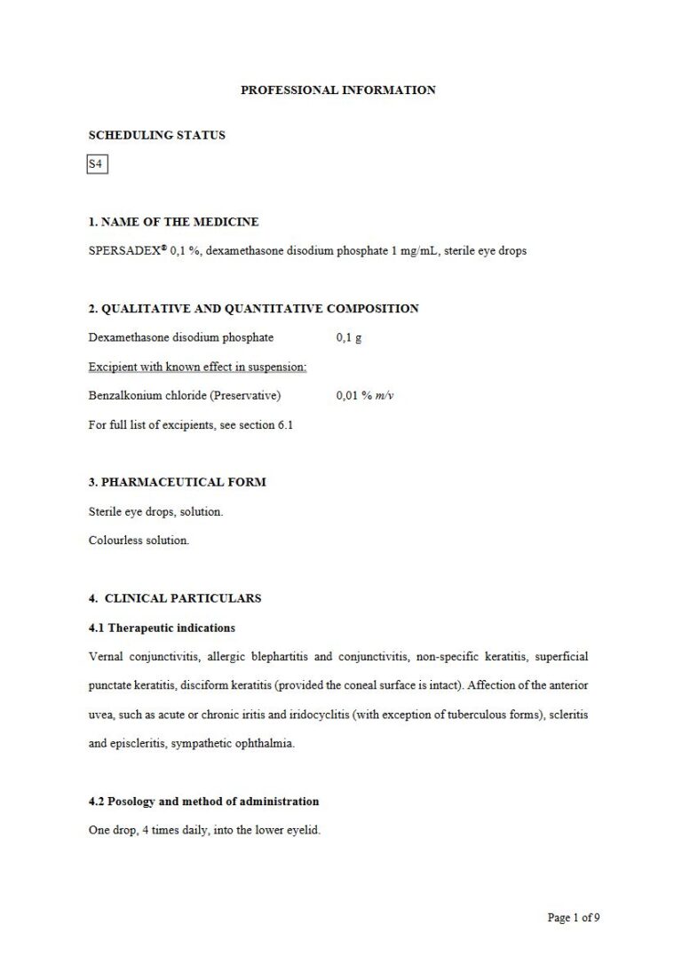 Spersadex 0,1 % 1 mg/mL Sterile eye drops, solution. package insert preview