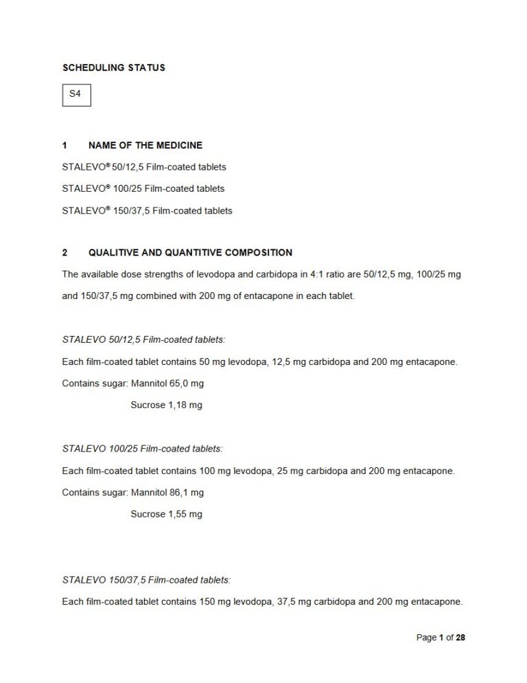 Stalevo 50mg. 100mg. 150mg Tablet package insert preview