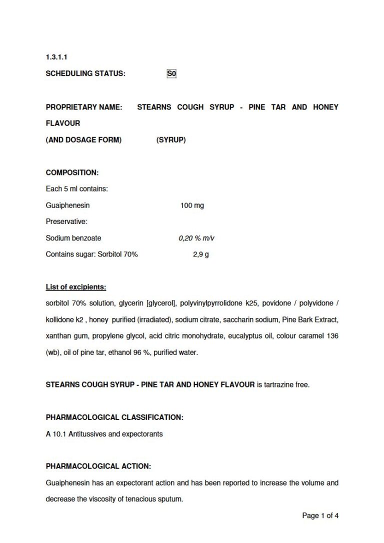Stearns Cough Syrup 100mg / 5ml Syrup package insert preview