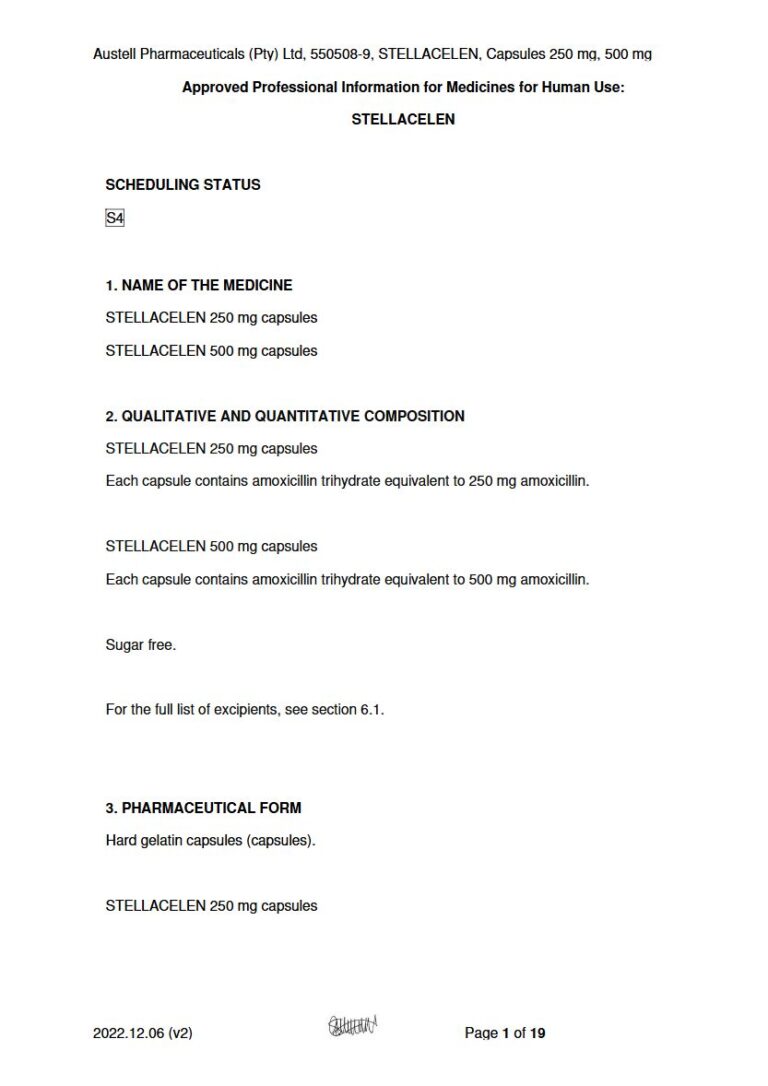 Stellacelen 250 mg/500 mg Capsules package insert preview