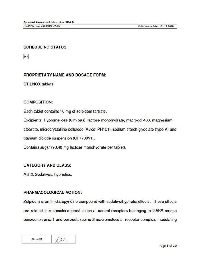 Stilnox 10mg Tablets package insert preview