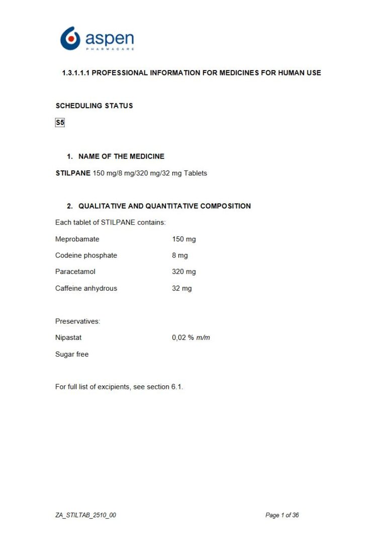 Stilpane 150 mg Tablets package insert preview
