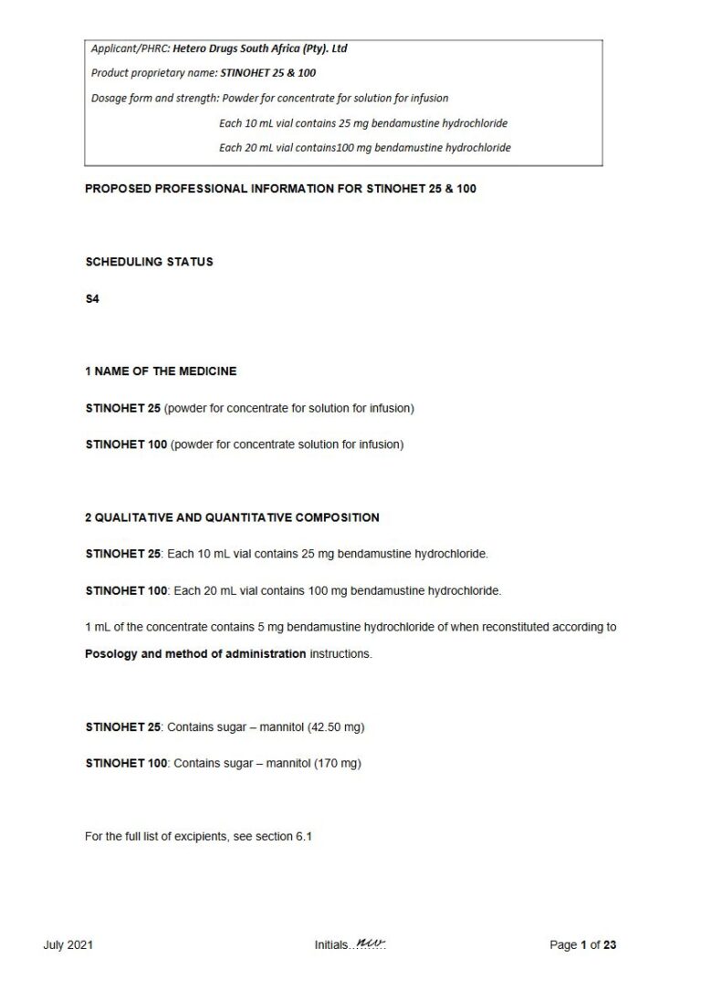 Stinohet 25 mg/100 mg Solution package insert preview