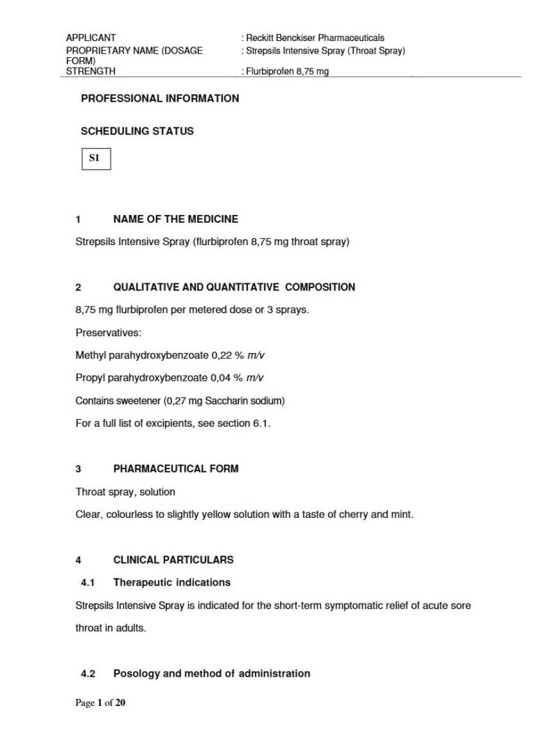 Strepsils Intensive 8,75 mg Solution package insert preview