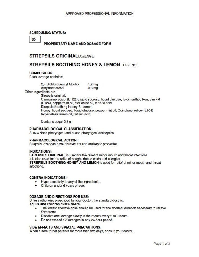 Strepsils Original Soothing Honey And Lemon 2.4 mg/1.2 mg/0.6 mg package insert preview