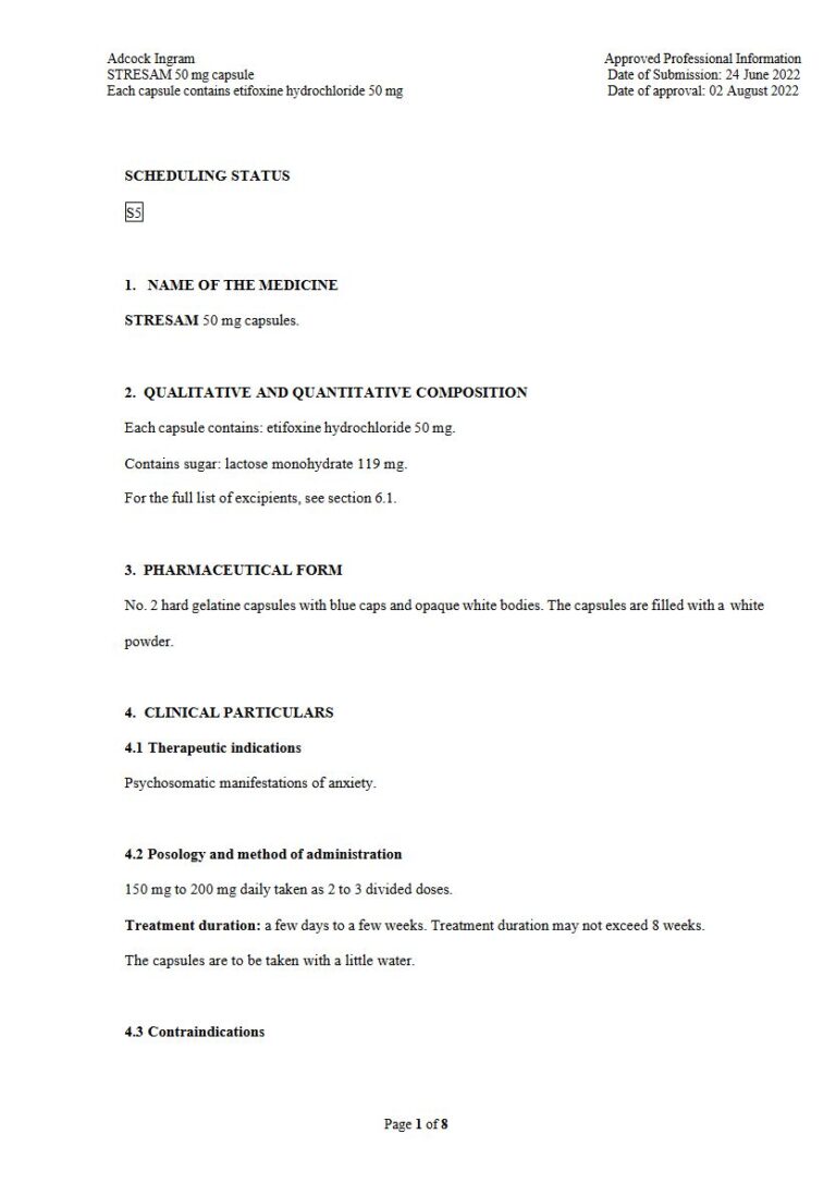 Stresam 50 mg Capsule package insert preview