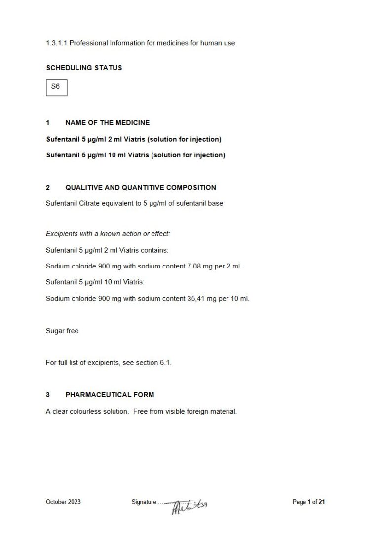 Sufentanil 2 Ml/10 Ml Solution package insert preview