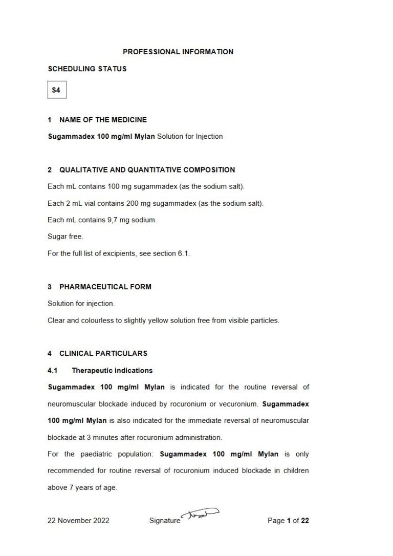 Sugammadex 100 Mg Solution package insert preview