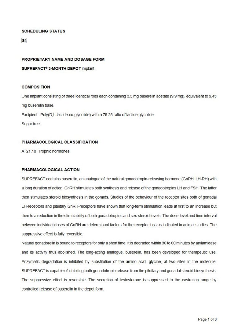 Suprefact 3-Month Depot 3.3mg. 9.9mg Implant package insert preview